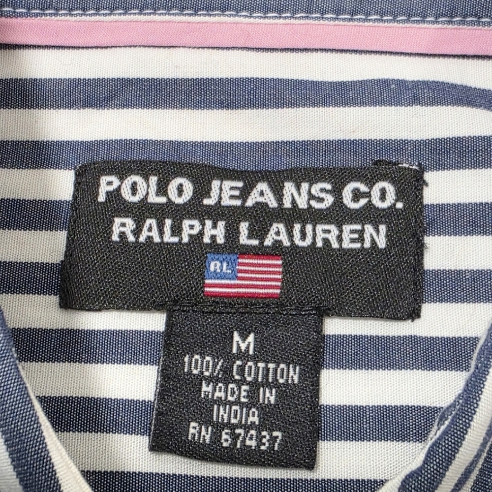Ralph Lauren Polo Jeans Co. Women Striped Collar Long Sleeve Button Up Shirt M - Picture 10 of 16